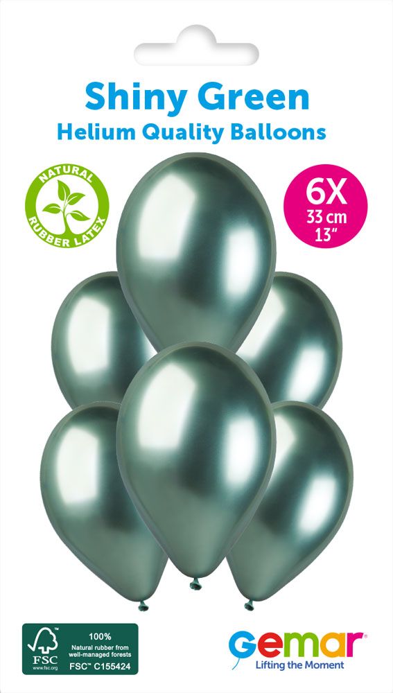 12" GEMAR RETAIL LATEX SHINY GREEN #093 (6 BALLOONS PER PACK)