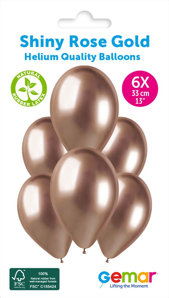 13" GEMAR RETAIL LATEX SHINY ROSE GOLD #096 (6 BALLOONS PER PACK)