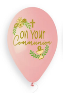 13" GEMAR RETAIL LATEX ON YOUR COMMUNION PINK (6 BALLOONS PER PACK)