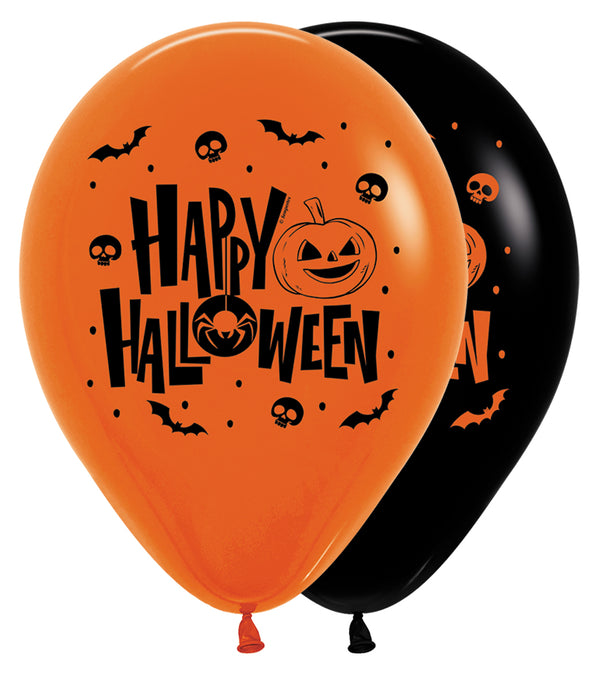 12" SEMPERTEX HAPPY HALLOWEEN RETAIL LATEX (12 PER PACK)