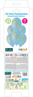 13" GEMAR RETAIL LATEX ON YOUR COMMUNION BLUE (6 BALLOONS PER PACK)