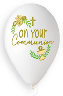 13" GEMAR RETAIL LATEX ON YOUR COMMUNION WHITE (6 BALLOONS PER PACK)