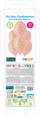 13" GEMAR RETAIL LATEX ON YOUR CONFIRMATION PINK (6 BALLOONS PER PACK)