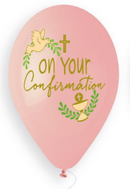 13" GEMAR RETAIL LATEX ON YOUR CONFIRMATION PINK (6 BALLOONS PER PACK)