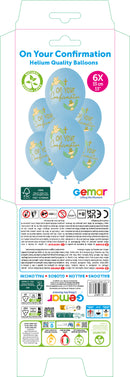 13" GEMAR RETAIL LATEX ON YOUR CONFIRMATION BLUE (6 BALLOONS PER PACK)