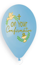 13" GEMAR RETAIL LATEX ON YOUR CONFIRMATION BLUE (6 BALLOONS PER PACK)