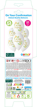 13" GEMAR RETAIL LATEX ON YOUR CONFIRMATION WHITE (6 BALLOONS PER PACK)