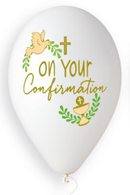 13" GEMAR RETAIL LATEX ON YOUR CONFIRMATION WHITE (6 BALLOONS PER PACK)