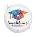 18" PAINTERLY GRADUATION CONGRATS HOLOGRAPHIC FOIL