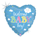18" HEART WELCOME BABY BOY HOLOGRAPHIC FOIL