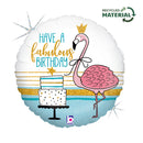 18" GLITTER FABULOUS FLAMINGO BIRTHDAY HOLOGRAPHIC FOIL