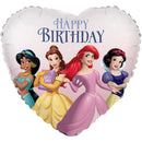 18" DISNEY PRINCESSES HAPPY BIRTHDAY HEART FOIL