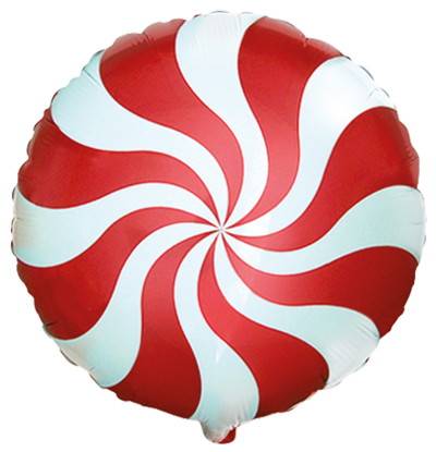 18" ROUND CANDY SWIRLS RED FOIL
