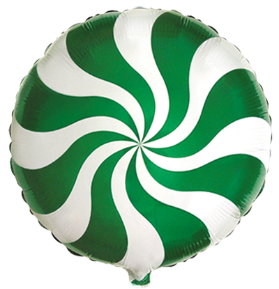 18" ROUND CANDY SWIRLS GREEN FOIL