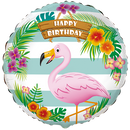 18" ROUND BIRTHDAY FLAMINGO FOIL