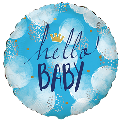 18" ROUND HELLO BABY BOY FOIL