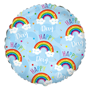 18" ROUND HAPPY RAINBOW DAY BLUE FOIL