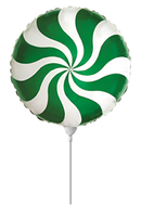 9" ROUND CANDY SWIRLS MINI GREEN FOIL