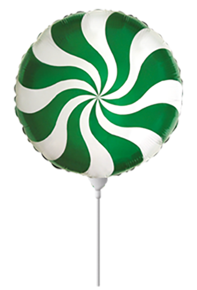 9" ROUND CANDY SWIRLS MINI GREEN FOIL