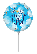 9" ROUND HELLO BABY BOY MINI FOIL