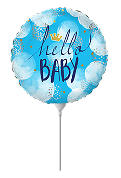 9" ROUND HELLO BABY BOY MINI FOIL