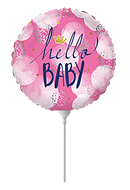9" ROUND HELLO BABY GIRL MINI FOIL