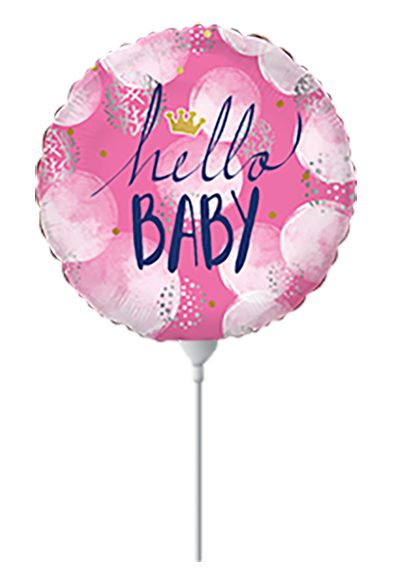 9" ROUND HELLO BABY GIRL MINI FOIL