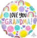 18" LOVE YOU GRANDMA HAPPY FACES FOIL
