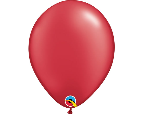 11" QUALATEX RETAIL LATEX PEARL RUBY RED (6 BALLOONS PER PACK)