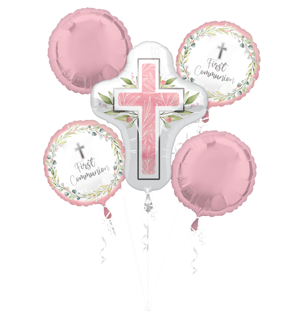 BOUQUET MY FIRST COMMUNION PINK FOIL