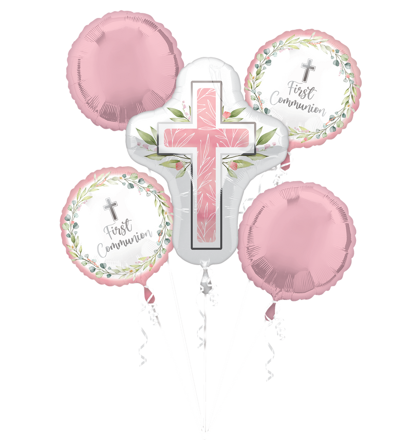 BOUQUET MY FIRST COMMUNION PINK FOIL