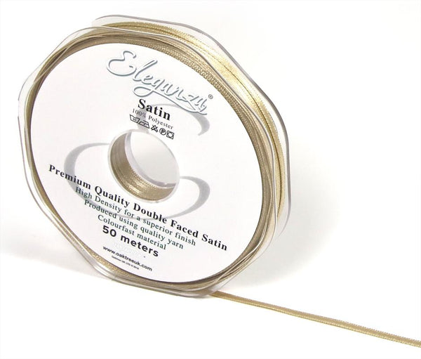 RIBBON: 3mm ELEGANZA DOUBLE FACED SATIN RIBBON TAUPE NO.03 (3MM x 50M)
