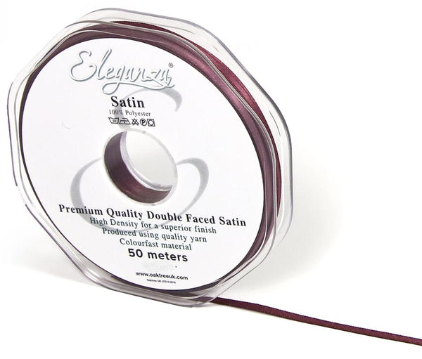 RIBBON: 3mm ELEGANZA DOUBLE FACED SATIN RIBBON VINTAGE ROSE NO.89 (3MM x 50M)