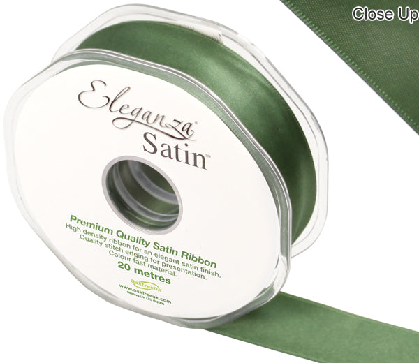 RIBBON: 25mm ELEGANZA DOUBLE FACED SATIN SAGE GREEN NO.51 (25MM X 20M)