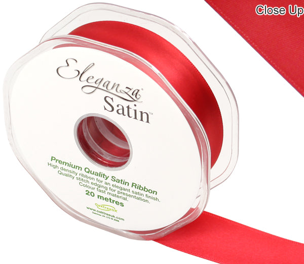 RIBBON: 25mm ELEGANZA DOUBLE FACED SATIN RED NO.16 (25MM X 20M)