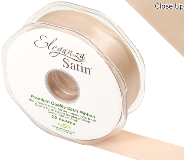 RIBBON: 25mm ELEGANZA DOUBLE FACED SATIN CHAMPAGNE GOLD NO.64 (25MM X 20M)