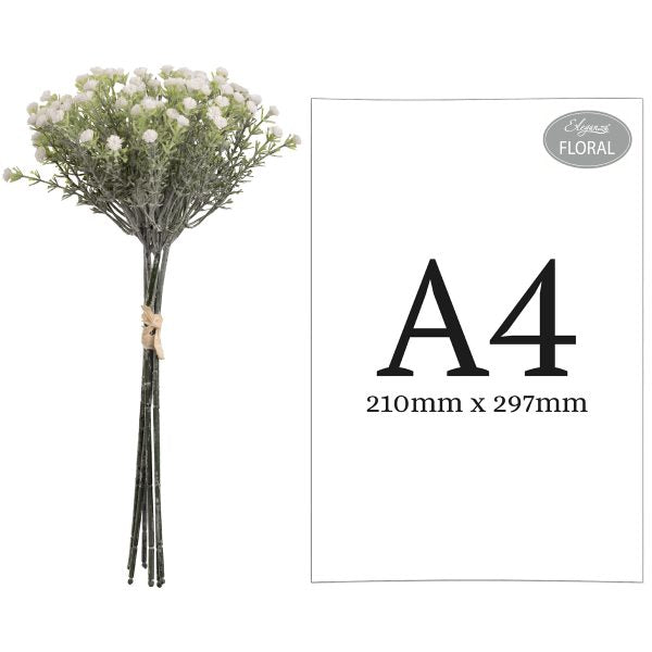 FLORAL: ELEGANZA MINI OPEN GYPSOPHILIA BUNCH X 6 WHITE 33CM