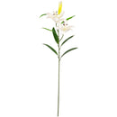 FLORAL: ELEGANZA LILY STEM X 2, 1 BUD & 7 LEAVES WHITE