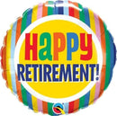 18" HAPPY RETIREMENT COLOURFUL STRIPES FOIL BALLOON