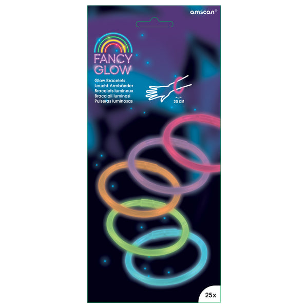 FANCY GLOW ASSORTED BRACELETS 20CM (PACK OF 25)