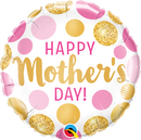 18" ROUND MOTHER'S DAY PINK & GOLD DOTS FOIL