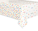 TABLECOVER: RAINBOW POLKA DOTS RECTANGULAR PLASTIC TABLE COVER 54 X 84" (ONE PER PACK)