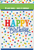 LOOT BAGS: RAINBOW POLKA DOTS LOOT BAGS (8 PER PACK)