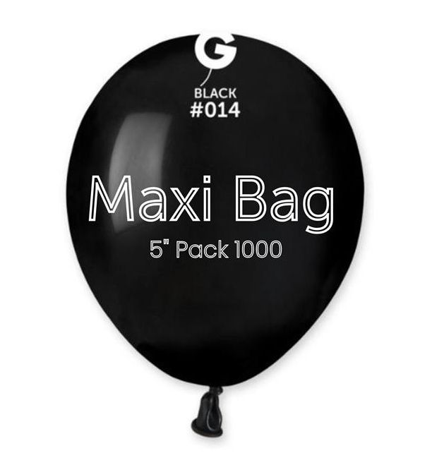 5" GEMAR MAXI BLACK LATEX (1000 PER BAG)