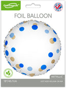 18" BLUE GOLD CONFETTI NO MESSAGE METALLIC FOIL