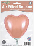 9" ROSE GOLD HEART PACKAGED FOIL (PACK OF 5)
