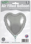9" SILVER HEART PACKAGED FOIL (PACK OF 5)