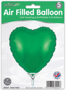 9" GREEN HEART PACKAGED FOIL (PACK OF 5)