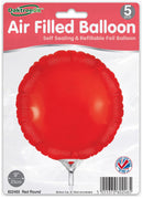 9" RED ROUND PACKAGED FOIL (PACK OF 5)