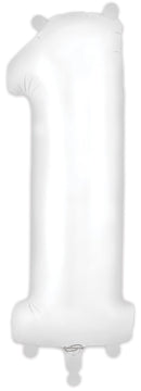 34" NUMBER 1 MATTE WHITE FOIL